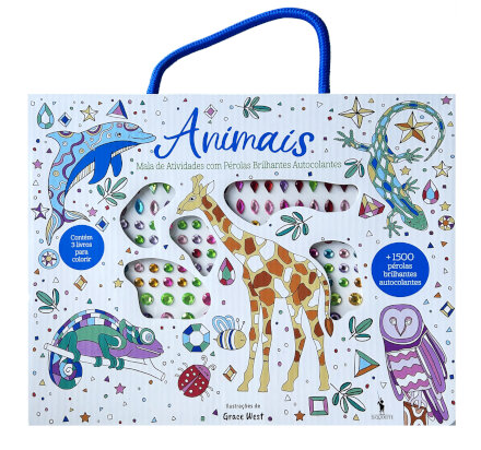 Mala de Atividades Com Pérolas Brilhantes Autocolantes - Animais