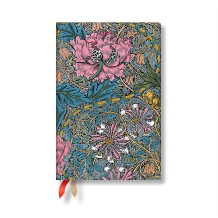 Morris Pink Honeysuckle (William Morris) Mini 12-month Day-at-a-time Hardback Dayplanner 2025 (Elastic Band Closure)