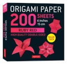 Origami Paper 200 sheets Ruby Red 6"