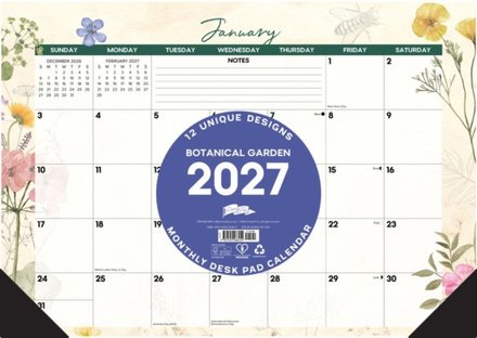 Botanical Garden 2027 17" x 12" Monthly Deskpad