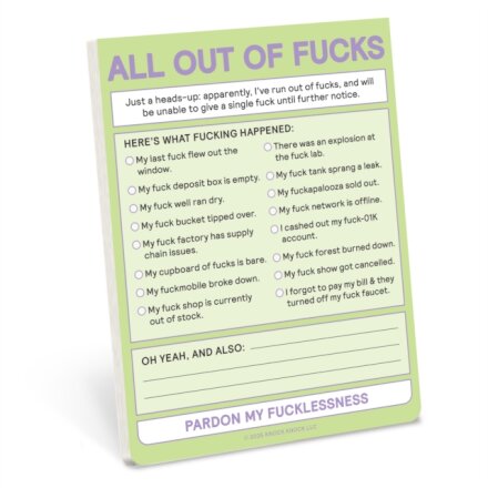 Knock Knock All Out of Fucks Nifty Note (Pastel Version)