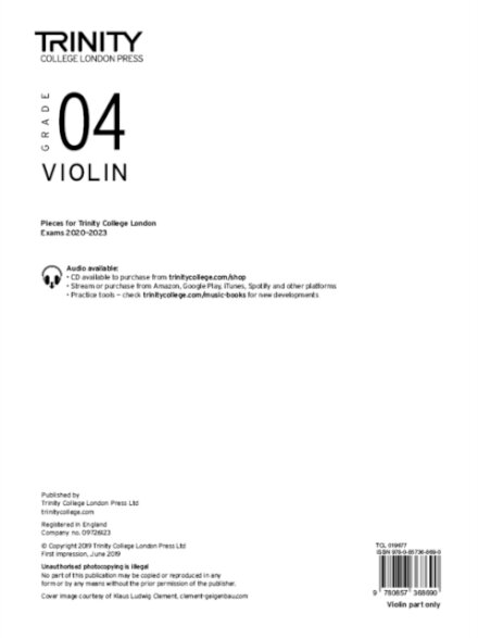 Trinity College London Violin Exam Pieces From 2020: Grade 4 (part only)