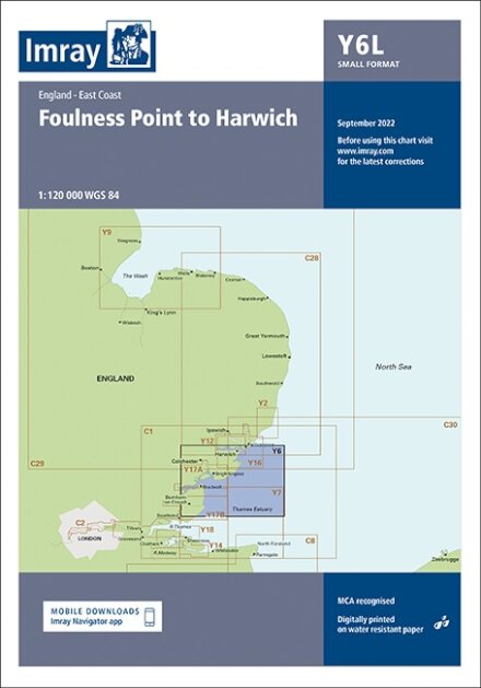 Imray Chart Y6 Laminated : Suffolk and Essex Coasts : Y6