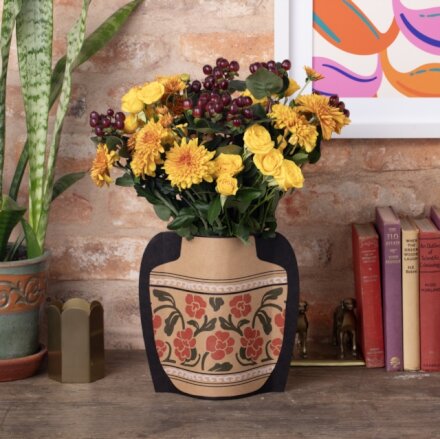 Cardboard Vase Sleeve - Red Floral