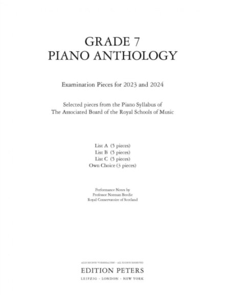 Grade 7 Piano Anthology 2023-2024