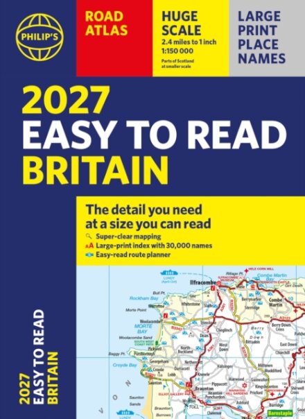 Philip's 2027 Easy to Read Road Atlas of Britain (A4 Paperback)
