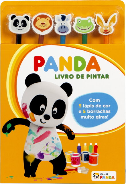 Canal Panda - Livro de pintar Com 5 lápis de cor e 5 borrachas muito giras!