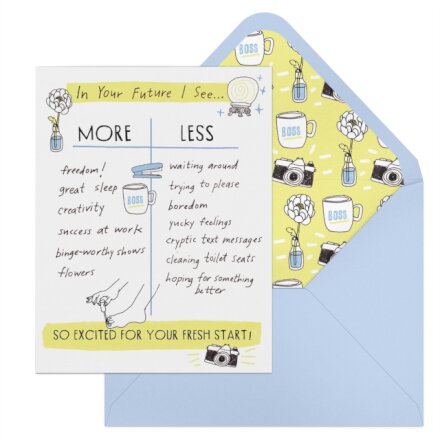 6-Pack Em & Friends Julia Rothman Fresh Start More/Less Greeting Cards