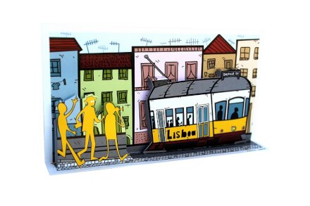 Postal Pop-up Lisboa - Eléctrico 28
