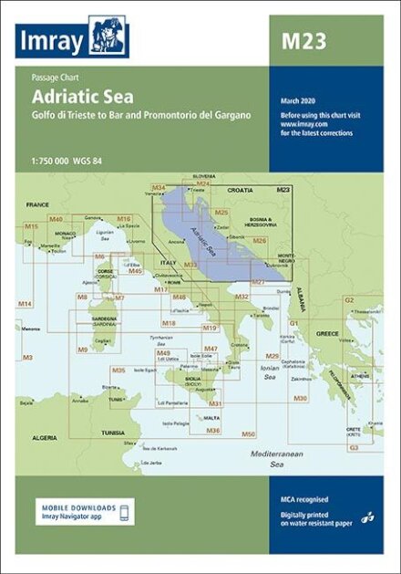 Imray Chart M23 Adriatic Sea Passage Chart : Golfo di Trieste to Bar and Promontorio del Gargano : M23