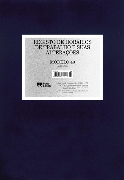 Registo de Horários de Trabalho e suas Alterações - Modelo 40 - 50 Folhas