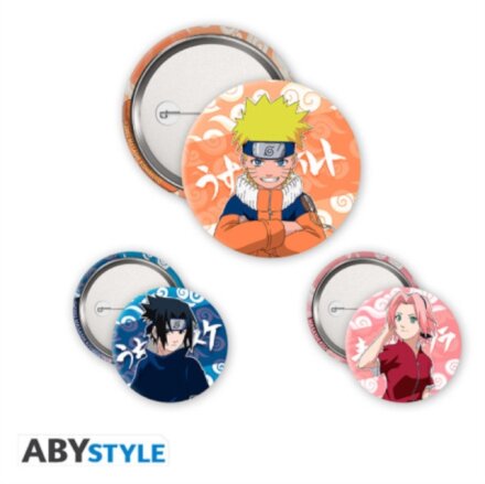 Naruto Sasuke & Sakura 3 Badge Pack