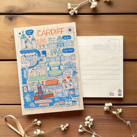 Julia Gash Wooden Postcard - Cardiff